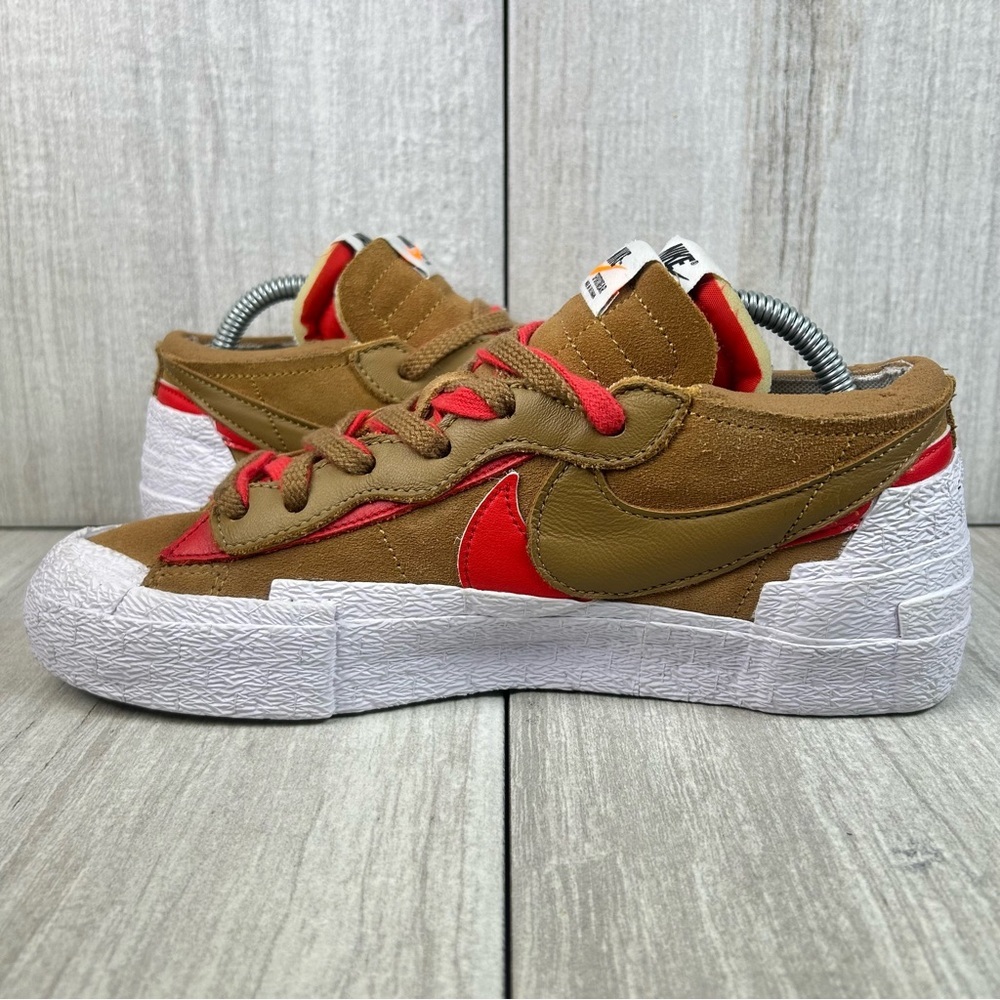 Nike Sacai Blazer Low British Tan Sneakers Casual Shoes Men’s Size 7 Womens 8.5 - Picture 2 of 11